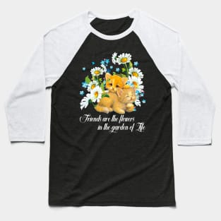 Cat Flower Friends Baseball T-Shirt